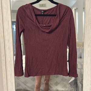 7ForAllMankind Women's Burgundy Long Sleeve Top